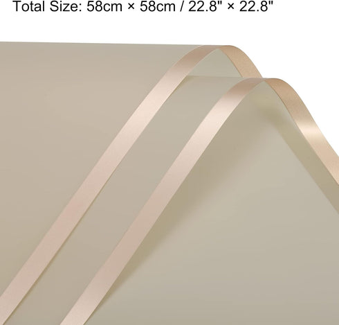 MECCANIXITY 10 Pcs Gold Edge Flower Wrapping Paper, Khaki 22.8x22.8 Inch Waterproof for DIY Crafts