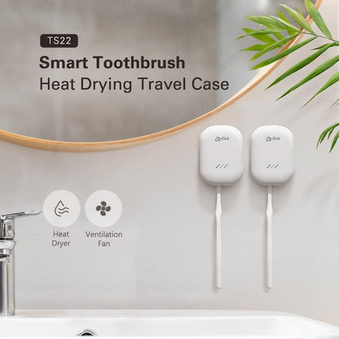 TS22 Portable Heat Drying Toothbrush Case, Built-in Fan, Rechargeable container, Perfect for Traveling & Home