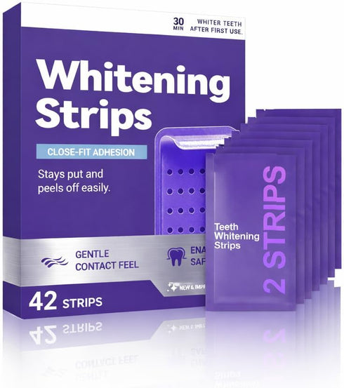 Teeth Whitening Strips for Sensitive Teeth Gentle Daily Whitening, Enamel-Safe & Peroxide-Free,