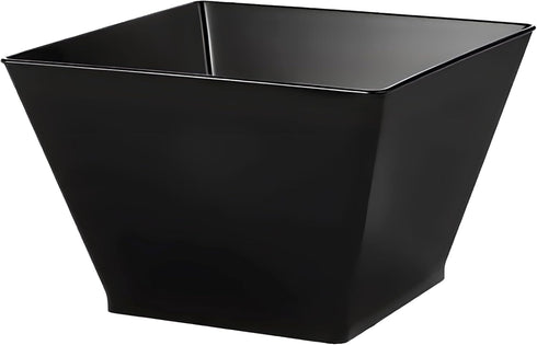 Lillian Tablesettings Plastic 8 oz | Black Rectangles Servingware | Pack of 20 Party Bowls, 3.5 x 3.5 x 7.5 inches by Lillian Tablesettings