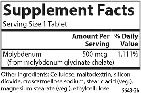 Carlson - Moly-B, Chelated Molybdenum Supplements, Metabolism Support, 300 Vegetarian Tablets