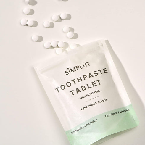 Chewable Toothpaste Tablets with Fluoride - 150 Pack Travel Sized Eco-Friendly Vegan Dental Tabs for Adults, Peppermint