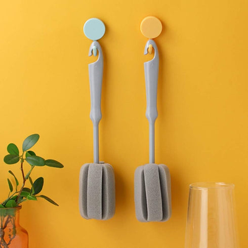Hemoton Bottle Sponge Brush, 4pcs Long Handle Cup Cleaning Brush for Wine Glasses and Bottles