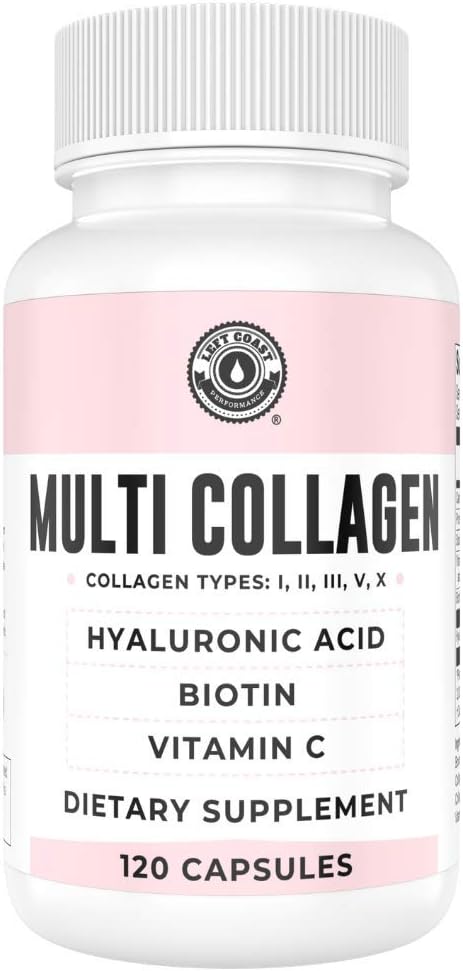 Collagen Capsules with Biotin, Hyaluronic Acid, Vitamin C - 120 Count Hydrolyzed Multi Collagen Peptide Supplement