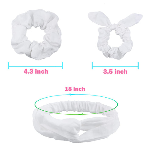 IVARYSS 20 Pieces White Scrunchies for Tie Dye, DIY Cotton Bow Scrunchies, Hair Accessories for Girls and Women