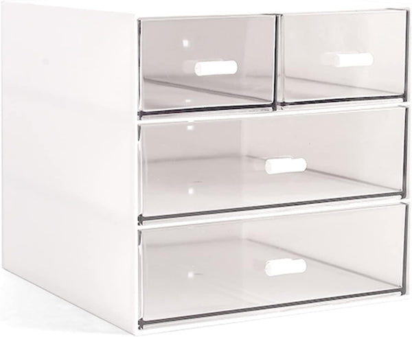 Makeup / Desk Organizer with 4 Drawers, Sundries Vanity Organizer, Cosmetic Storage Box for Bathroom Counter or