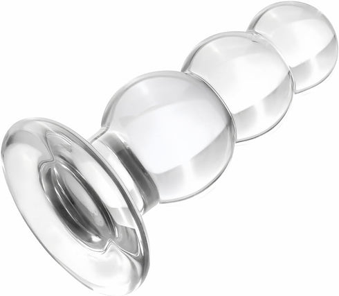 Transparent Anal Beads Butt Plug Adult Toys Masturbators Sex Tools with Safety Bottom, Glass Anal Plug Dildo