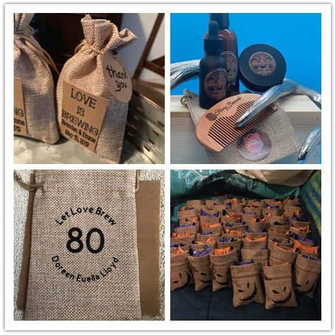 LYSXP 50PCS Burlap Bags with Drawstring, 4x6 Inch Cream Color Gift Bag Jewelry Pouches for Wedding Party Favors