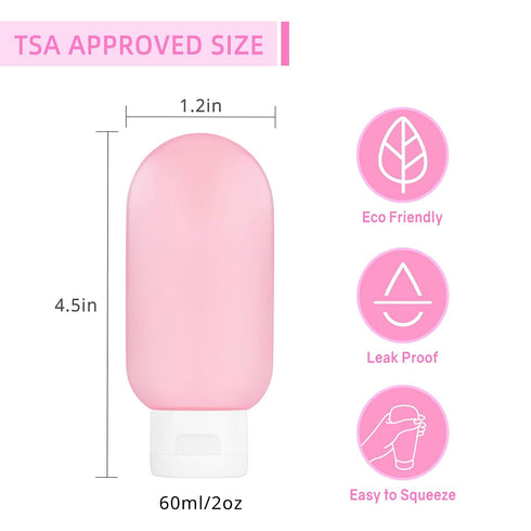 TSA Approved Travel Bottles Set, 4 Pack Portable Leak Proof Refillable Containers for Toiletries