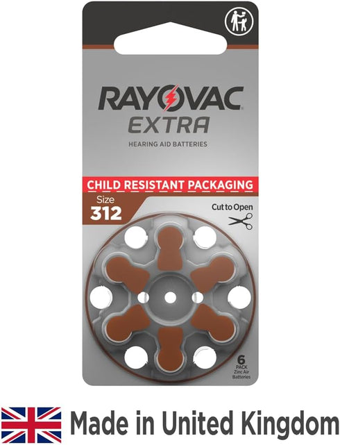 Rayovac 312. 1.45v. (60 Extra hearing aid batteries size Long-lasting mercury-free zinc-air hearing aid batteries
