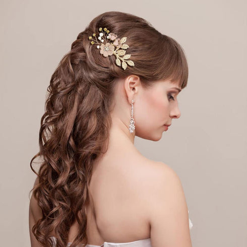 inSowni 20 Pack Bridal Wedding Hair Combs, Dusty Pink & Blue Flower Hair Pins, Floral Accessories