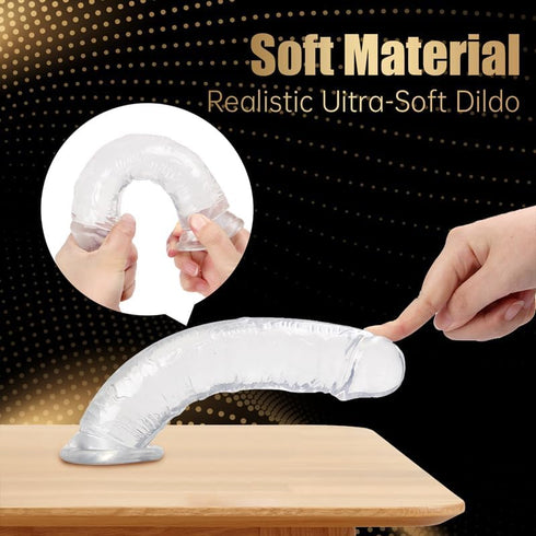 Yoshimoji 7.3 Inch Realistic Dildo Adult Sex Toys, Clear Dildos with Suction Cup for Hands-Free G Spot & Anal Play