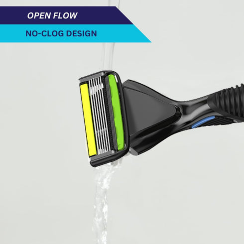 SWIPE Premium Men's 6-Blade Razor Kit with Flex Head Handle + 4 Refills (No Trimmer)