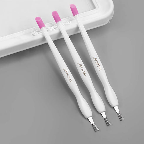 IVON 3 Pack Nail Cuticle Trimmer Pusher Remover - Double End & White Handle