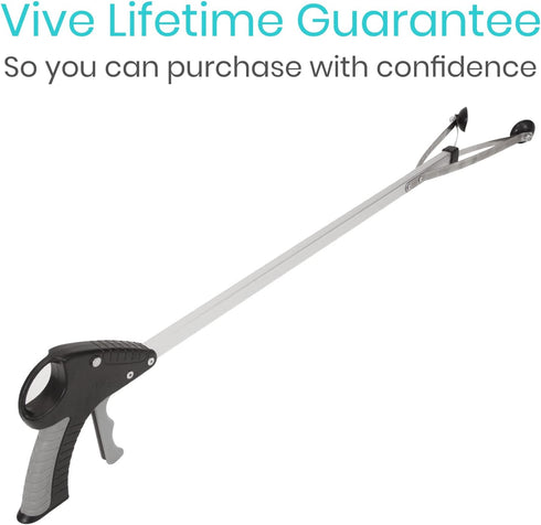 Vive 32" Suction Cup Grabber Reacher (2 Pack) - Heavy Duty Pickup Tool for Seniors - Extra Long Handle & Claw