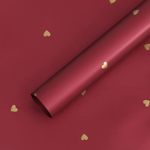 20 Sheets Solid Color Love Heart Flower Wrapping Paper, Waterproof Florist Bouquet Paper for DIY Crafts