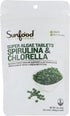 Sunfood Raw Spirulina Chlorella Tablets | 50/50 Blend | Organic & Non-GMO | Natural Vegan Protein | 2 oz Bag | 228