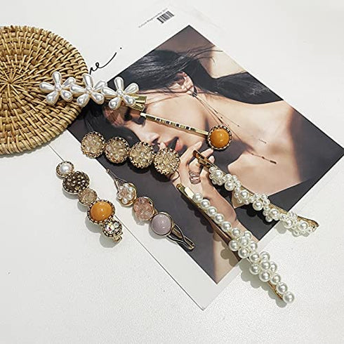 Mehayi 20 PCS Pearls Hair Clips Fashion Korean Style Acrylic Resin Hairpins for Women and Girls Headwear Accessories