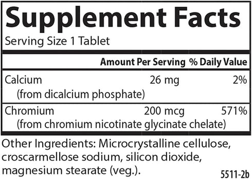 Carlson Chelated Chromium 200 mcg 100 Tablets | Superior Absorption for Healthy Metabolism & Wellness