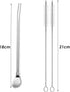 Reusable Stainless Steel Drinking Straws with Filter Spoon, 6 Pieces Yerba Mate Tea Bombilla Straws, 7.1inch