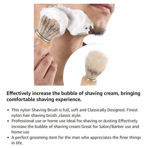 Men's Shaving Brush with Wooden Handle, Pure Big Nylon Hair Soft Face Cleaning Makeup Razor Brush
