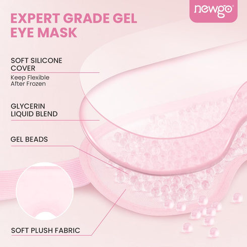 NEWGO Cold Eye Mask, Reusable Gel Eye Mask for Dry Eyes, Eye Ice Pack for Dark Circles, Migraines, Skin Care