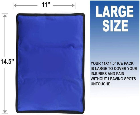 Reusable Gel Soft Flexible Ice Pack for Injuries - Large 11"x14.5" Cold Pack Compress for Hip, Shoulder, Knee