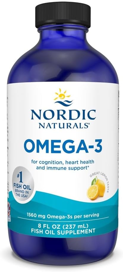 Nordic Naturals Omega-3, Lemon Flavor - 8 oz, 1560 mg Omega-3, Fish Oil for Immune Support, Brain & Heart Health