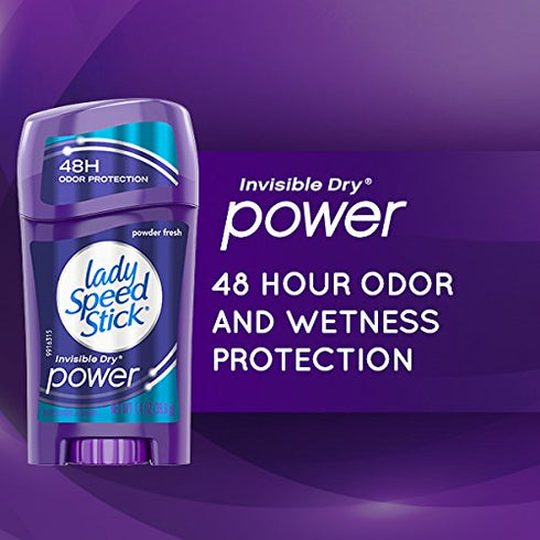 Lady Speed Stick Invisible Dry Power Underarm Antiperspirant Deodorant, Powder Fresh, 2.3 oz