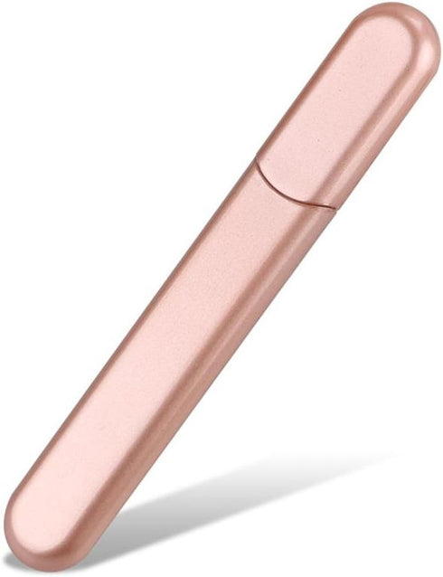 Premium Glass Nail File with Case, Crystal Diamond Salon Nail Buffer for Natural and Acrylic Nails, Pink
