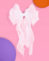 xo, Fetti Bachelorette XL Hair Bow - White Organza Bach Party Decorations and Wedding Gift