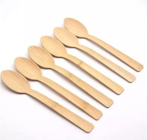 Bamboo Utensils - Natural Disposable Wooden Cutlery for Parties, Camping, Weddings, Birthdays - 24 Pieces