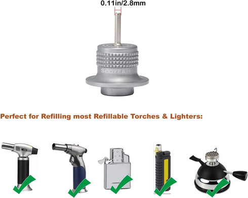 Butane/Isobutane Fill Adapter, Gas Refill Tip for Butane Lighters & Torches, Convert Cassette Canister