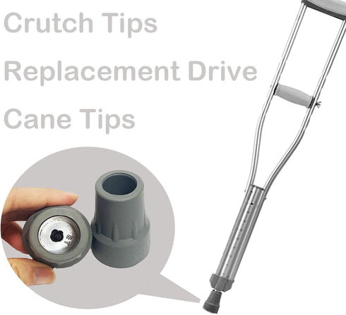 Crutch Tips, Replacement Medical Cane Tips, 7/8 Inch, Gray, 2 Pcs