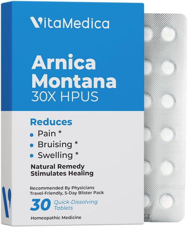 Arnica Montana 30X HPUS, Clinical Grade Quick Dissolve Tablets - Five-Day Recovery Pack for Pain Relief, 30 Count