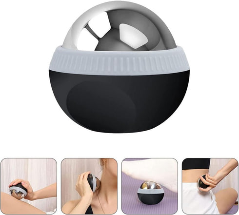 Stainless Steel Muscle Massage Balls for Body and Face, Small Manual Roller Massager with Hot, Portable Sports