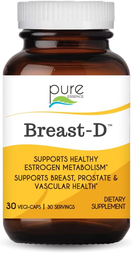 Breast D by Pure Essence, 30 Capsules for Estrogen Balance, Hormonal Acne & Menopause Support with Vitamin D3