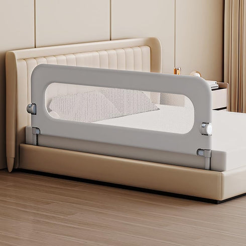 ZOtterly Baby Bed Rail Guard for Toddlers, Grey, Oxford Fabric, Iron Pipe, Rectangular,