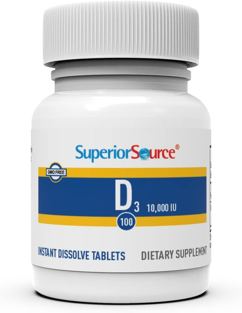 Superior Source Vitamin D3 10000 IU, 100 Count, Quick Dissolve MicroLingual Tablets, Immune Support