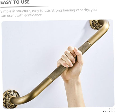 TOPPERFUN Copper Bathroom Grab Bar Handle with Multi Functional Armrest and Towel Bar Slip Shower Safety Handrail