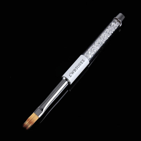 LWBTOSEE 2pcs Ombre Nail Brush for Nail Art Gradient Painting, Black & White Rhinestone Handle