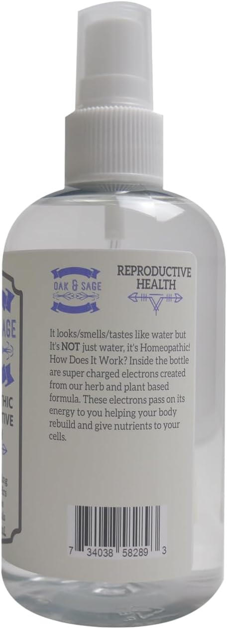 OAK & SAGE 8oz 100% Homeopathic Reproductive Health - Unscented - - Herbs, No Alcohol, No Chemicals
