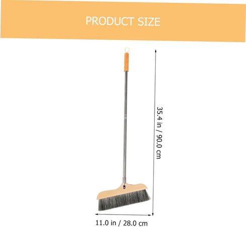 Outdoor Broom for Floor Cleaning: 35 Inch Soft Bristle Broom for Indoor and Outdoor Use, Black