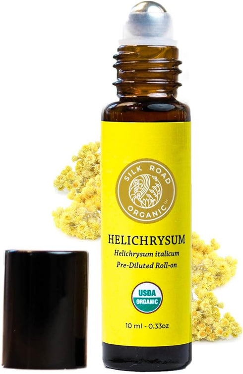 Silk Road Organic Helichrysum Italicum Essential Oil Roll On - 100% Pure USDA Certified Aromatherapy, 10 ml Roller