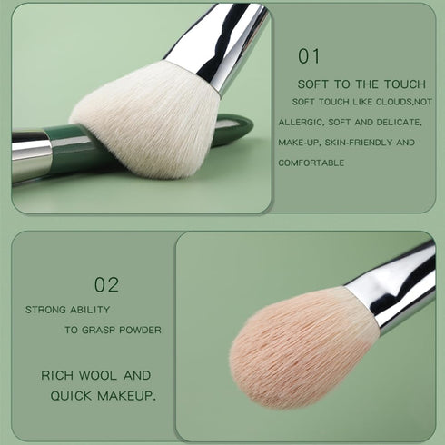 Natural Goat Hair Makeup Brushes Set, 9 Piece Face and Eye Brush Set for Travel Makeup