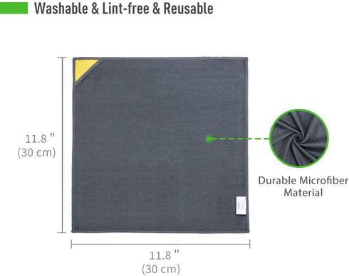 loukin 4 Pack Magnetic Whiteboard Cleaning Cloth, Reusable & Washable Dry Erase Cleaning Cloth for Classroom, Gray