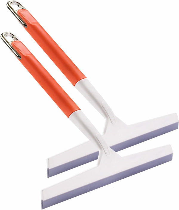 GYQUL 11.5 Inch Silicone Squeegee for Shower - Orange Non-Slip Handle Windshield Scraper