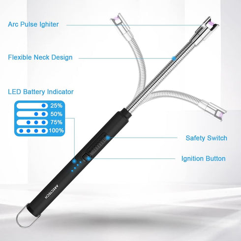 ARECTECH Candle Electric Lighter, Rechargeable USB Arc Windproof Plasma for Cooking BBQs Birthday Gift