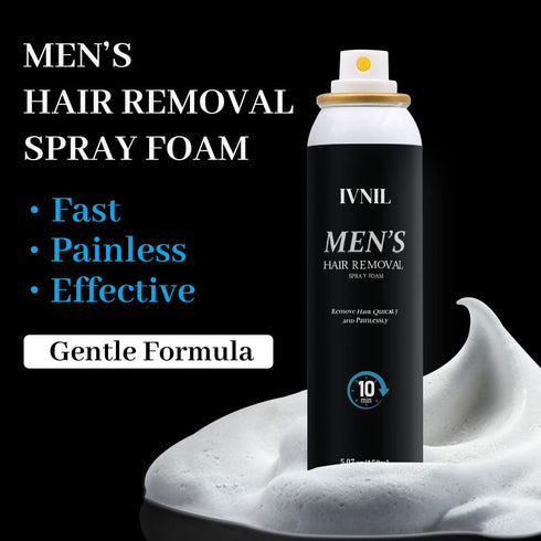 IVNIL Hair Removal Spray Foam for Men, Effective Painless Cream for Underarm, Chest, Back, Legs - All Skin Types