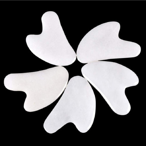 Gua Sha Crystal Jade Stone Board for Skincare, Scraping Face Back Massage Relax Therapy Treatment (White Jade)